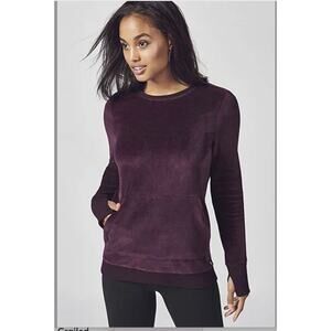 Fabletics Women’s XL Purple Velvet Liane Pullover Long Sleeve Hoodie Sweatshirt